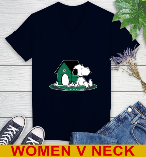 NHL Hockey Dallas Stars Snoopy The Peanuts Movie Shirt Women's V-Neck T-Shirt 3