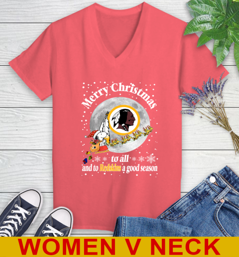 Washington Redskins Merry Christmas To All And To Redskins A Good Season NFL Football Sports Women's V-Neck T-Shirt 6