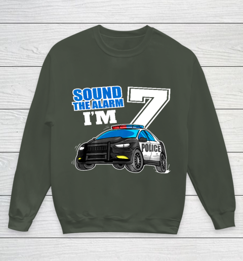 Kids Police Car 7th Birthday Shirt Boy 7 Cop Policeman Officer 7 Year Old Youth Sweatshirt 8