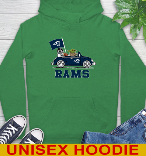 NFL Football Los Angeles Rams Darth Vader Baby Yoda Driving Star Wars Shirt Hoodie 8