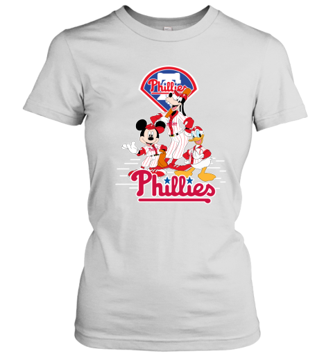 Philadelphia Phillies Mickey Donald And Goofy Baseball Women's T-Shirt