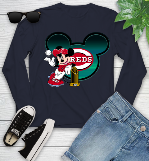 MLB Cincinnati Reds The Commissioner's Trophy Mickey Mouse Disney Youth Long Sleeve 3