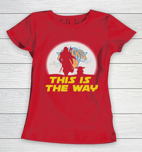 New York Knicks NBA Basketball Star Wars Yoda And Mandalorian This Is The Way Women's T-Shirt 9