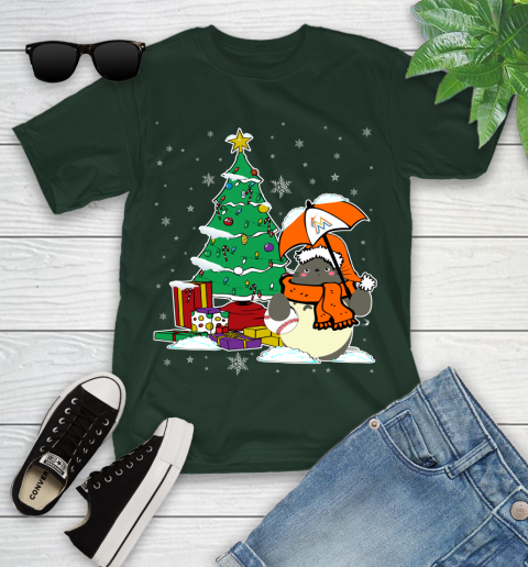 Miami Marlins MLB Baseball Cute Tonari No Totoro Christmas Sports Youth T-Shirt 5