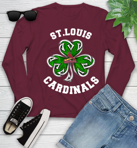 MLB St.Louis Cardinals Three Leaf Clover St Patrick's Day Baseball Sports Youth Long Sleeve 6