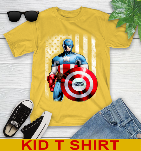 San Antonio Spurs NBA Basketball Captain America Marvel Avengers American Flag Shirt Youth T-Shirt 9