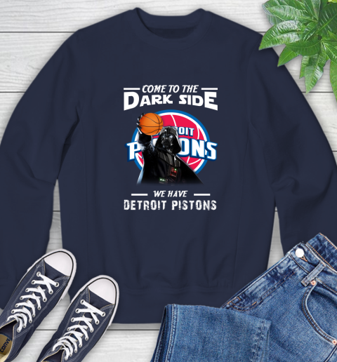 NBA Come To The Dark Side We Have Detroit Pistons Star Wars Darth Vader Basketball Sweatshirt 2