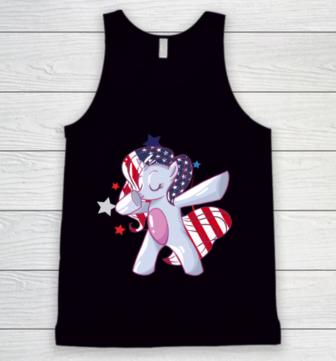 Independence Day Dabbing Unicorn 4th of July Girls American Flag Tank Top
