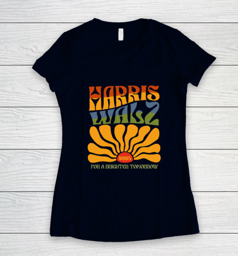 Harris Waltz For A Brighter Tomorrow Boho Aesthetic Women's V-Neck T-Shirt 2