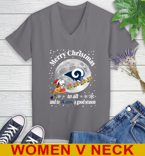 Los Angeles Rams Merry Christmas To All And To Rams A Good Season NFL Football Sports Women's V-Neck T-Shirt 11