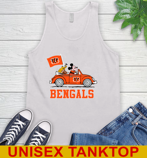NFL Football Cincinnati Bengals Pluto Mickey Driving Disney Shirt Tank Top
