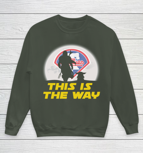 Philadelphia Phillies MLB Baseball Star Wars Yoda And Mandalorian This Is The Way Youth Sweatshirt 8