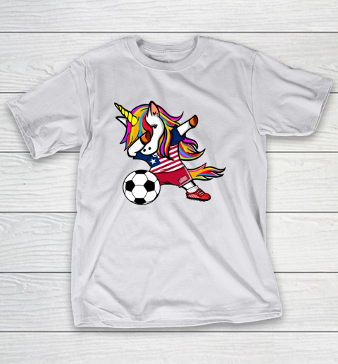 Dabbing Unicorn Liberia Football Liberian Flag Soccer T-Shirt 12