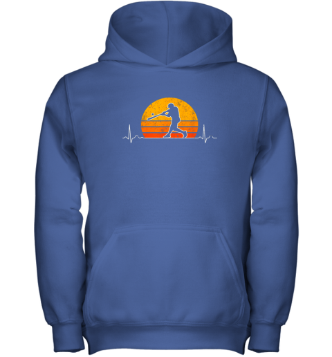 r5tv vintage baseball heartbeat retro sunset swinging batter gift youth hoodie 43 front royal