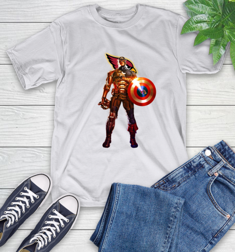 NFL Captain America Marvel Avengers Endgame Football Sports Arizona Cardinals T-Shirt 12