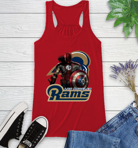 NFL Captain America Thor Spider Man Hawkeye Avengers Endgame Football Los Angeles Rams Racerback Tank 6