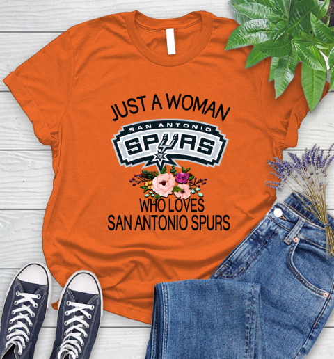 NBA Just A Woman Who Loves San Antonio Spurs Basketball Sports Women's T-Shirt 2
