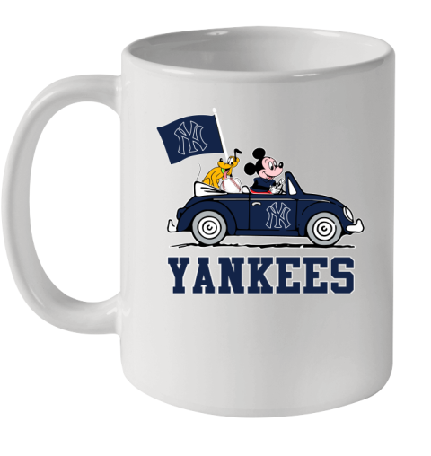 MLB Baseball New York Yankees Pluto Mickey Driving Disney Shirt Ceramic Mug 11oz