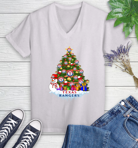 Texas Rangers Merry Christmas MLB Baseball Sports Women's V-Neck T-Shirt