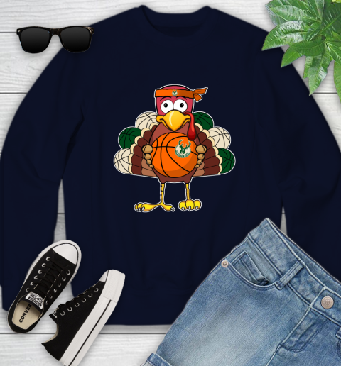 Milwaukee Bucks Turkey thanksgiving day Youth Sweatshirt 3