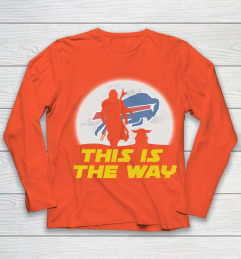 Buffalo Bills NFL Football Star Wars Yoda And Mandalorian This Is The Way Youth Long Sleeve 3