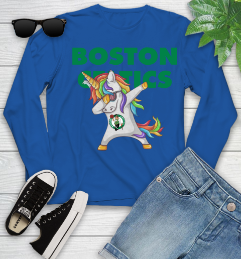 Boston Celtics NBA Basketball Funny Unicorn Dabbing Sports Youth Long Sleeve 9