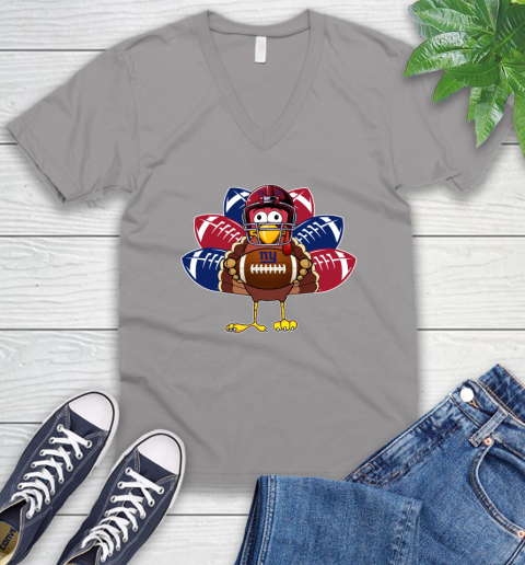 New York Giants Turkey Thanksgiving Day V-Neck T-Shirt 4