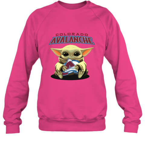 Baby Yoda Hugs The Colorado Avalanche Ice Hockey Sweatshirt