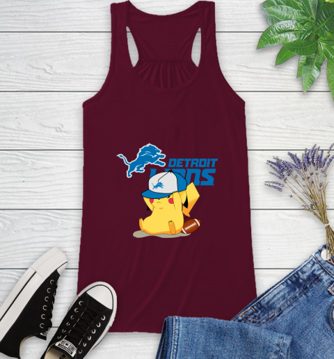 NFL Pikachu Football Sports Detroit Lions Racerback Tank 3
