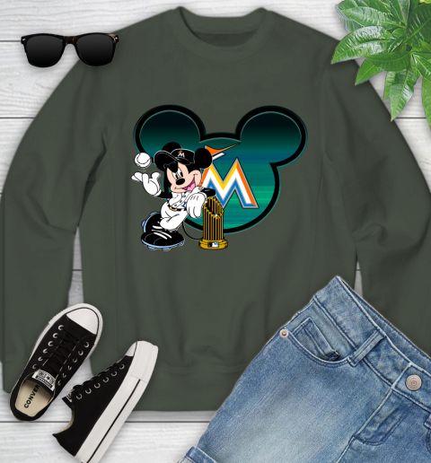 MLB Miami Marlins The Commissioner's Trophy Mickey Mouse Disney Youth Sweatshirt 10