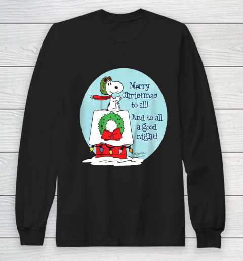 Peanuts Snoopy Merry Christmas and to all Good Night Long Sleeve T-Shirt