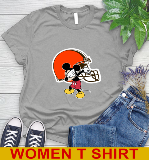 Cleveland Browns NFL Football Dabbing Mickey Disney Sports Women's T-Shirt 11