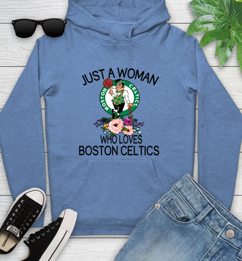 NBA Just A Woman Who Loves Boston Celtics Basketball Sports Youth Hoodie 8