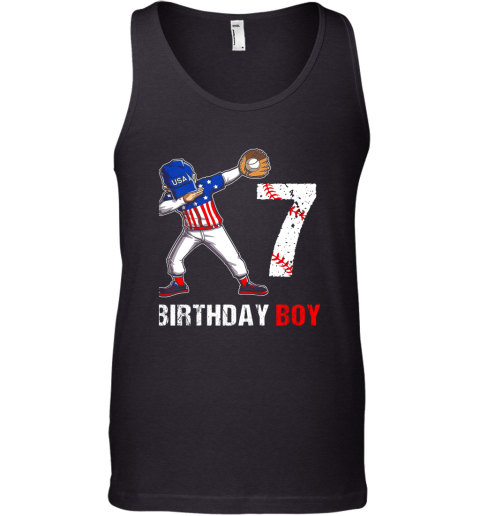 Kids 7 Years Old 7th Birthday Baseball Dabbing Shirt Gift Party Tank Top