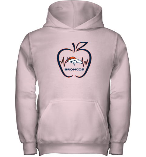 Apple Heartbeat Teacher Symbol Denver Broncos Long Sleeve T-Shirt 