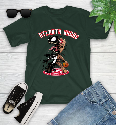 NBA Atlanta Hawks Basketball Venom Groot Guardians Of The Galaxy Youth T-Shirt 5