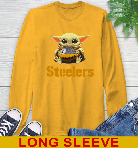 NFL Football Pittsburgh Steelers Baby Yoda Star Wars Shirt Long Sleeve T-Shirt 4 NFL Football Pittsburgh Steelers Baby Yoda Star Wars Shirt Long Sleeve T-Shirt - Image 4
