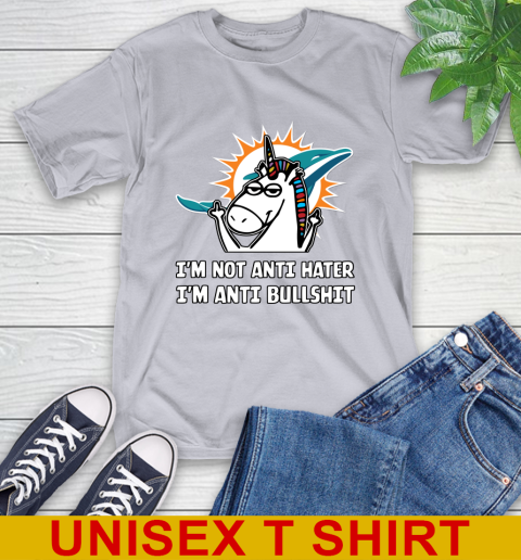 Miami Dolphins NFL Football Unicorn I'm Not Anti Hater I'm Anti Bullshit T-Shirt 6