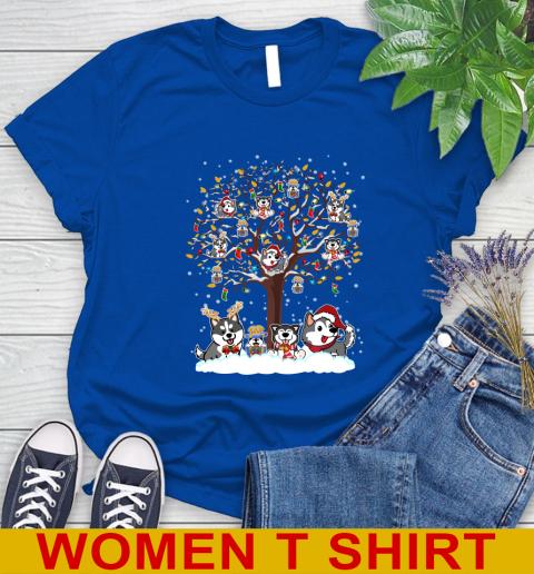 Husky dog pet lover light christmas tree shirt 94