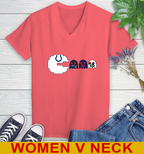 Indianapolis Colts NFL Football Pac Man Champion Women's V-Neck T-Shirt 7