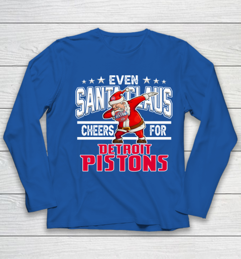 Detroit Pistons Even Santa Claus Cheers For Christmas NBA Youth Long Sleeve 7