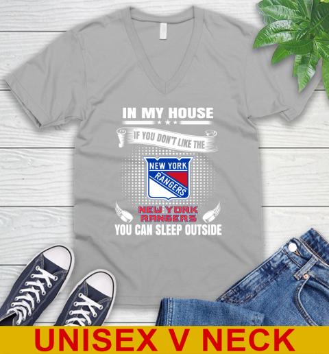 New York Rangers NHL Hockey In My House If You Don't Like The Rangers You Can Sleep Outside Shirt V-Neck T-Shirt 3