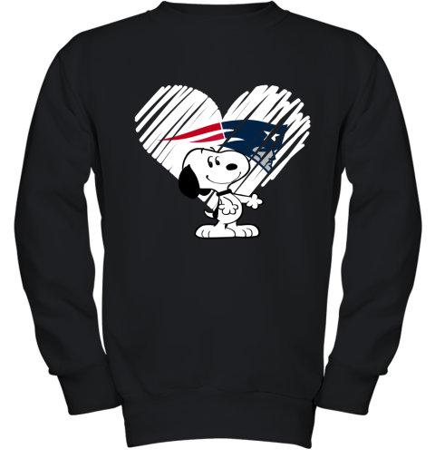 I Love New England Patriots Snoopy In My Heart NFL Youth Sweatshirt