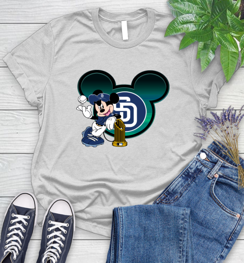MLB San Diego Padres The Commissioner's Trophy Mickey Mouse Disney Women's T-Shirt