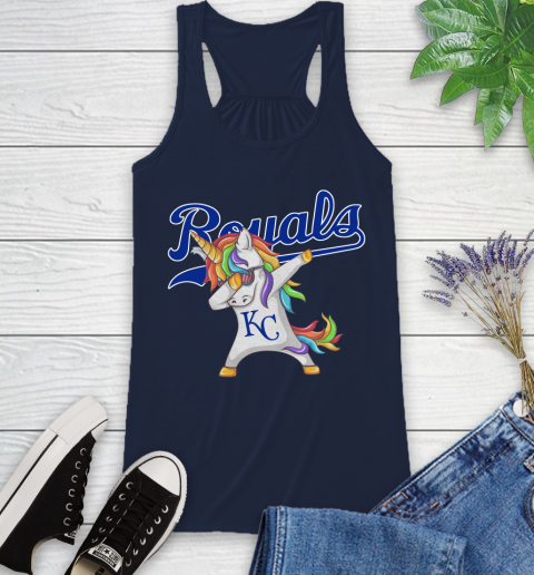 Kansas City Royals MLB Baseball Funny Unicorn Dabbing Sports Racerback Tank 12
