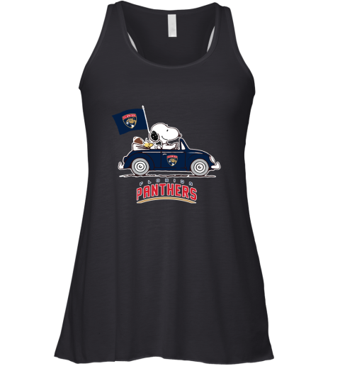 Snoopy And Woodstock Ride The Floria Panthers Car NFL Racerback Tank