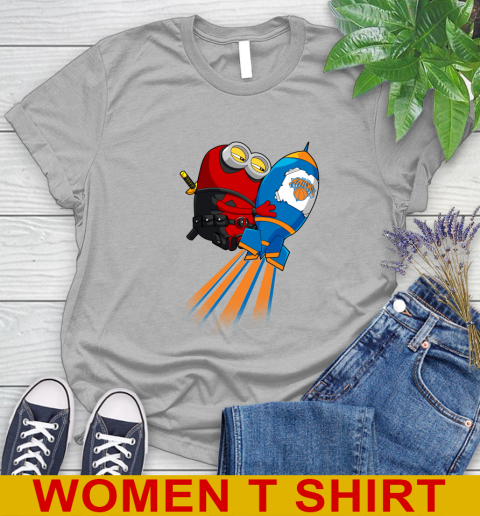 NBA Basketball New York Knicks Deadpool Minion Marvel Shirt Women's T-Shirt - Image 6