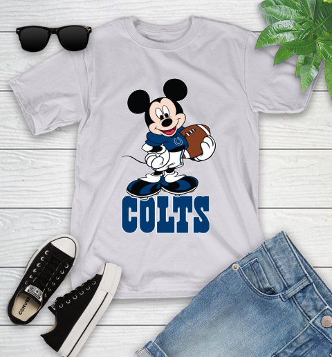 NFL Football Indianapolis Colts Cheerful Mickey Mouse Shirt Youth T-Shirt 4