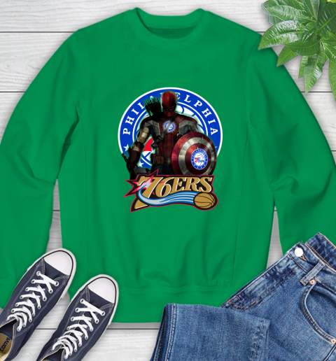 Philadelphia 76ers NBA Basketball Captain America Thor Spider Man Hawkeye Avengers (1) Sweatshirt 6
