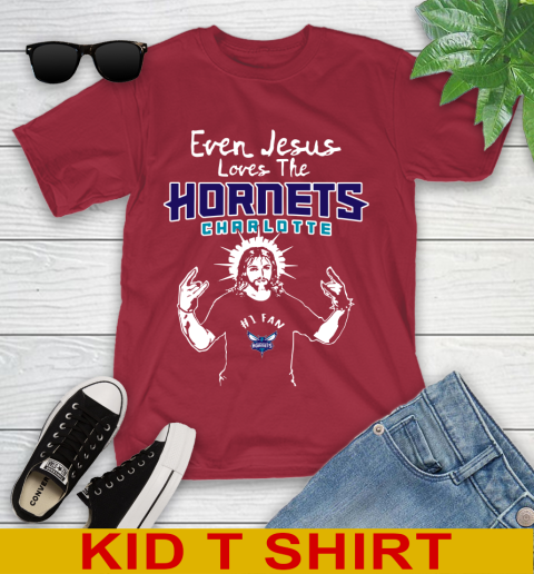Charlotte Hornets NBA Basketball Even Jesus Loves The Hornets Shirt Youth T-Shirt 12